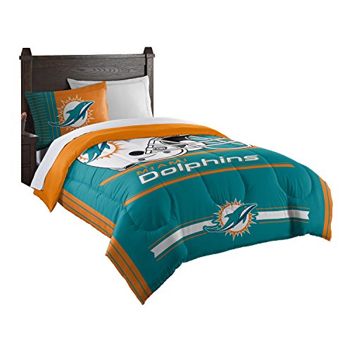 NORTHWEST NFL Miami Dolphins Comforter and Sham Set, Twin, Safety - 757 Sports Collectibles