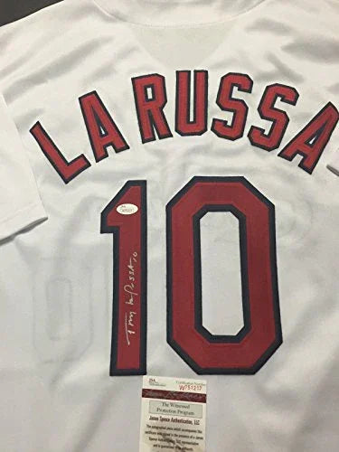 Autographed/Signed Tony LaRussa St. Louis Baseball Jersey JSA COA