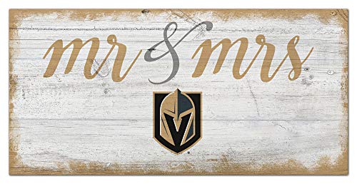 Fan Creations NHL Vegas Golden Knights Unisex Vegas Golden Knights Script Mr & Mrs Sign, Team Color, 6 x 12 - 757 Sports Collectibles