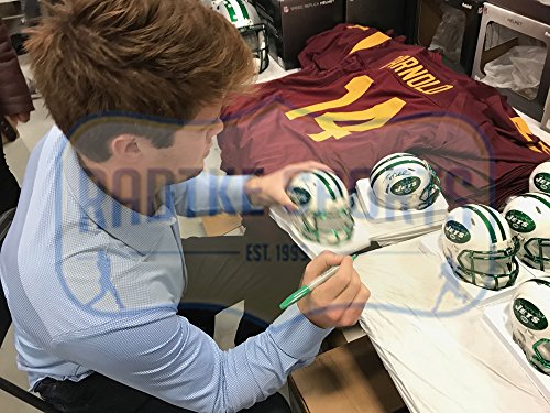 Sam Darnold Autographed/Signed New York Jets NFL Speed Mini Helmet With Chrome Decal - 757 Sports Collectibles