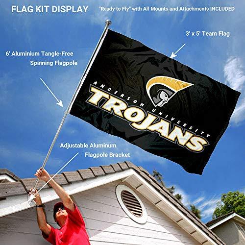 College Flags & Banners Co. Anderson Trojans Flag and Pole Bracket Mount Bundle - 757 Sports Collectibles