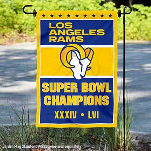 WinCraft Los Angeles Rams 2 Time Champions Super Bowl LVI Double Sided Garden Banner Flag - 757 Sports Collectibles