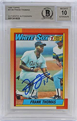 White Sox Frank Thomas Signed 1990 Topps #414B RC Card Auto Graded 10! BAS Slab - 757 Sports Collectibles
