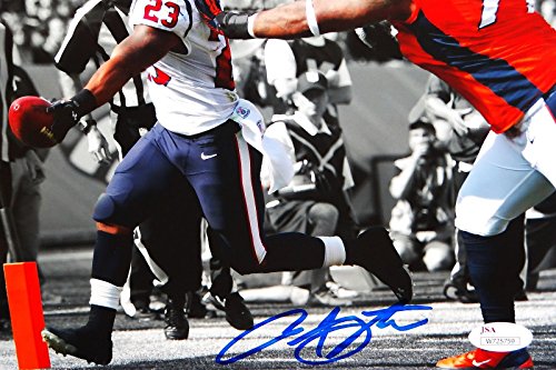 Arian Foster Autographed Texans 8x10 B/W Color TD Photo- JSA W Authenticated - 757 Sports Collectibles