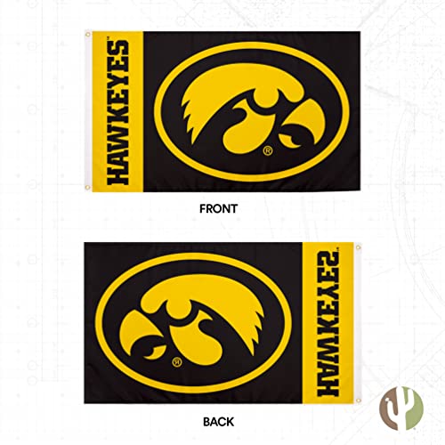 Desert Cactus University of Iowa Flag Hawkeyes Flags Banners 100% Polyester Indoor Outdoor 3x5 (Team Name) - 757 Sports Collectibles