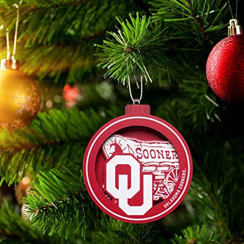 YouTheFan NCAA Oklahoma Sooners 3D Logo Series Ornament, team colors - 757 Sports Collectibles