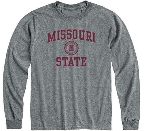 Ivysport Missouri State University Bears Long Sleeve Adult Unisex T-Shirt, Heritage, Charcoal Heather, Small - 757 Sports Collectibles