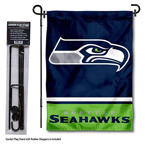WinCraft Seattle Seahawks Garden Flag with Stand Holder - 757 Sports Collectibles
