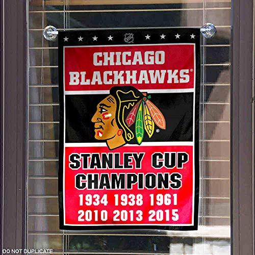WinCraft Chicago Blackhawks 6 Time Stanley Cup Champions Double Sided Garden Flag - 757 Sports Collectibles