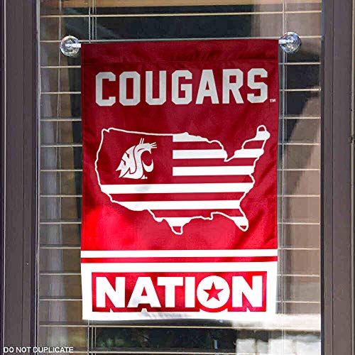 College Flags & Banners Co. Washington State Cougars Garden Flag with USA Stars and Stripes - 757 Sports Collectibles