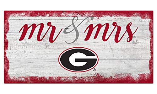 Fan Creations NCAA Georgia Bulldogs Unisex University of Georgia Script Mr & Mrs Sign, Team Color, 6 x 12 - 757 Sports Collectibles