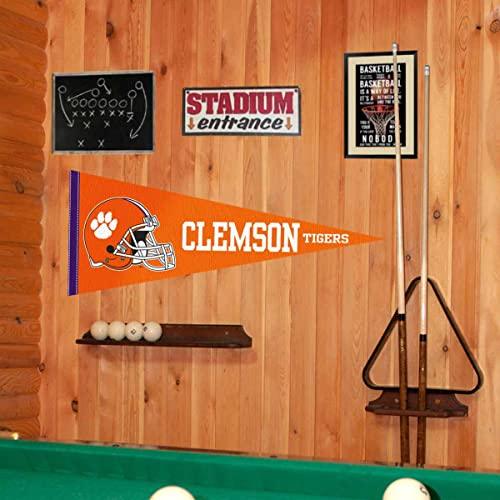 College Flags & Banners Co. Clemson Full Size Football Helmet Pennant - 757 Sports Collectibles