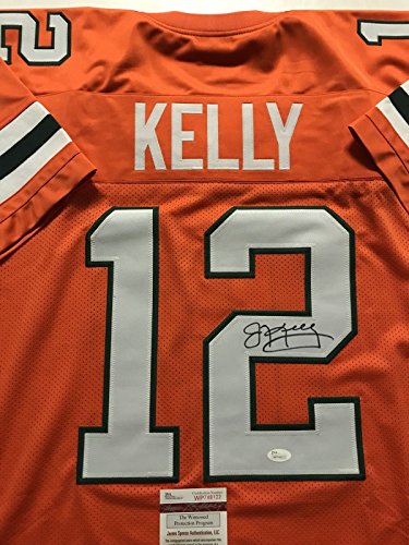 Autographed/Signed Jim Kelly Miami Orange Football Jersey JSA COA