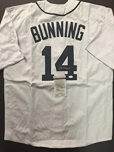 Autographed/Signed Jim Bunning Detroit White Baseball Jersey JSA COA - 757 Sports Collectibles