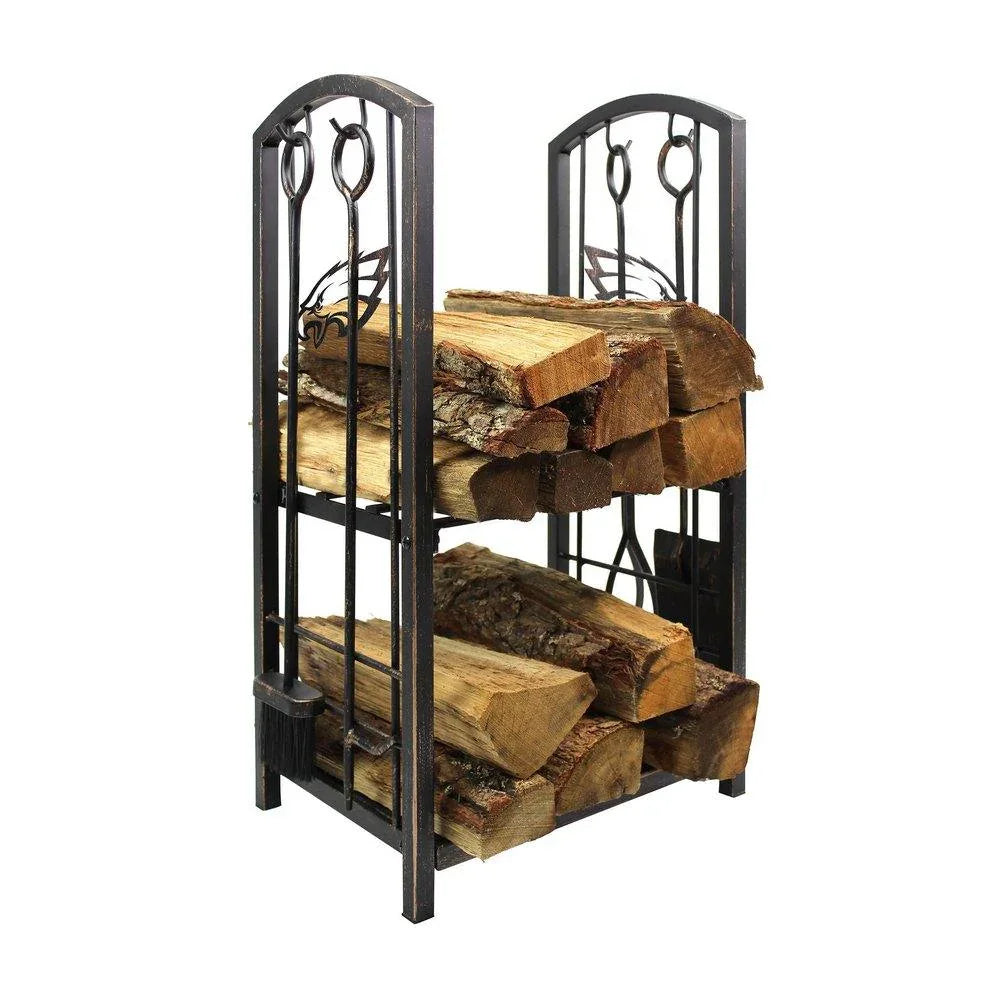 Philadelphia Eagles Fireplace Wood Holder and Tool Set