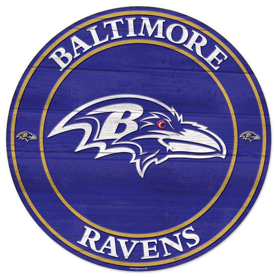 NFL Baltimore Ravens Round Wooden Sign 19.75" - 757 Sports Collectibles