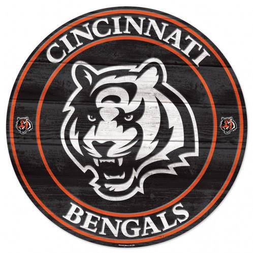 NFL Cincinnati Bengals Round Wooden Sign 19.75" - 757 Sports Collectibles