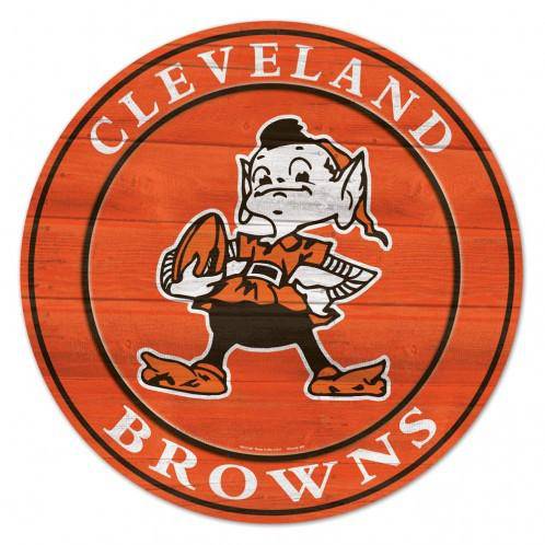 NFL Cleveland Browns Round Wooden Sign 19.75" - 757 Sports Collectibles