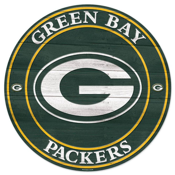 NFL Green Bay Packers Round Wooden Sign 19.75" - 757 Sports Collectibles