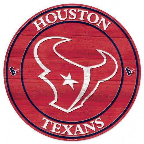 NFL Houston Texans Round Wooden Sign 19.75" - 757 Sports Collectibles