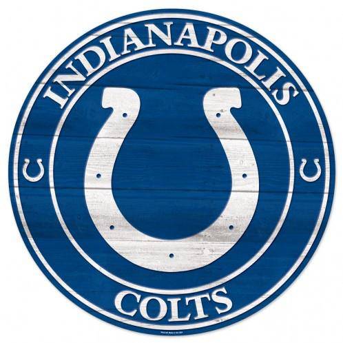 NFL Indianapolis Colts Round Wooden Sign 19.75" - 757 Sports Collectibles