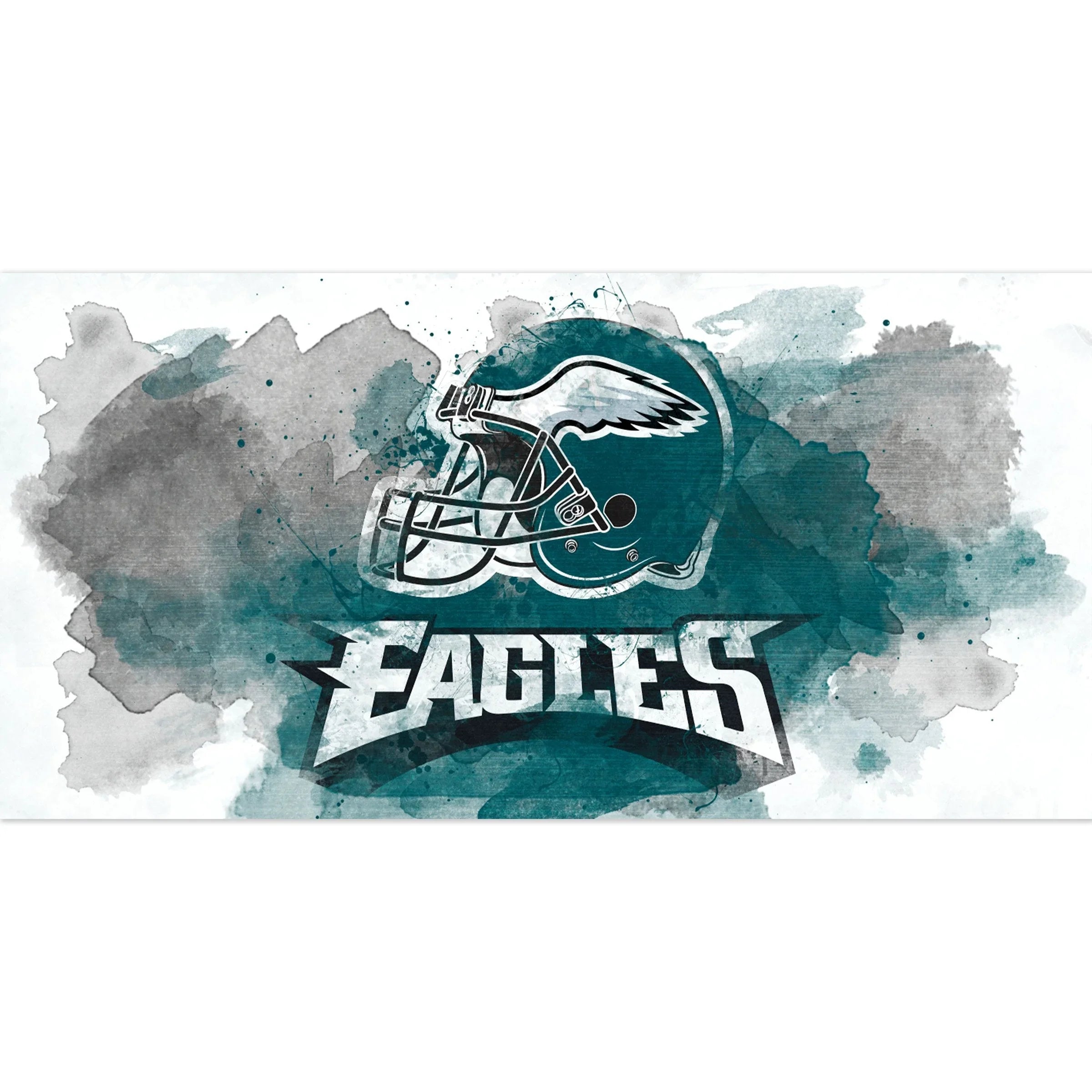 Philadelphia Eagles 24 x 48 Glass Wall Art Watercolor
