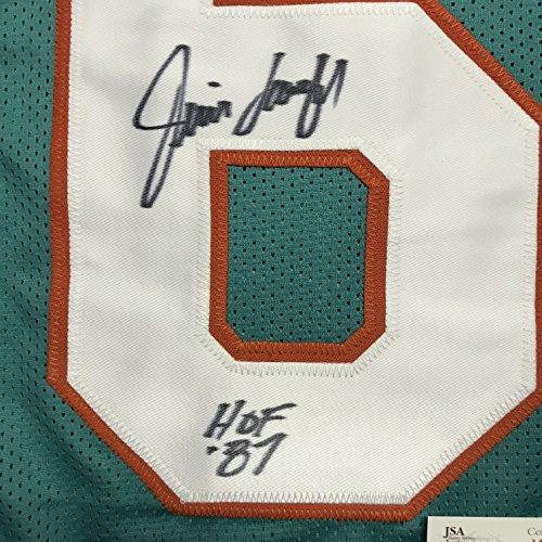 Autographed/Signed Jim Langer"HOF 87" Miami Teal Football Jersey JSA COA - 757 Sports Collectibles