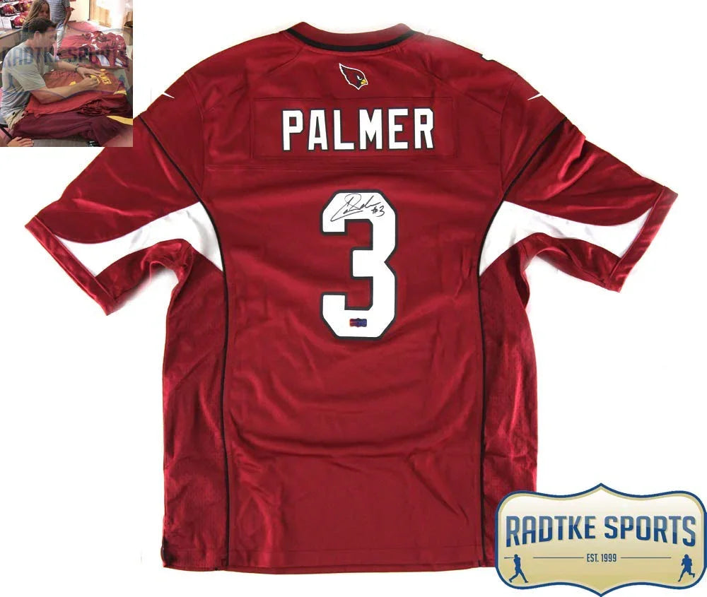 Carson Palmer Autographed/Signed NFL Arizona Cardinals Red Nike Jersey - 757 Sports Collectibles