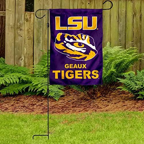 LSU Tiger Eye Garden Flag and Flag Stand Holder Flagpole Set - 757 Sports Collectibles