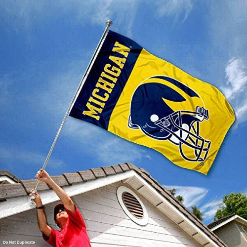 Michigan Large Football Helmet 3x5 College Flag - 757 Sports Collectibles