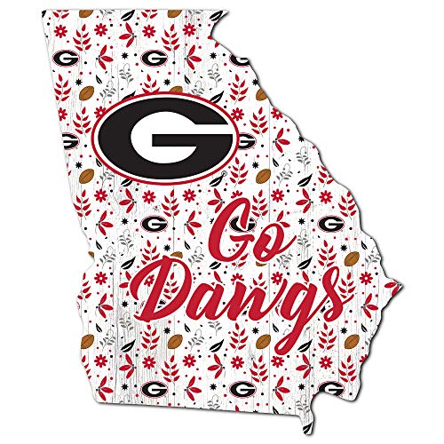 Fan Creations NCAA Georgia Bulldogs Unisex University of Georgia Floral State Sign, Team Color, 12 inch - 757 Sports Collectibles