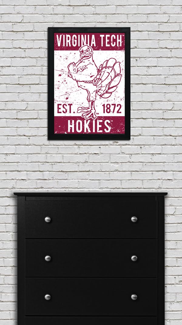 Limited Edition Virginia Tech Hokie Bird Vintage Poster Art Print 13x19" - Gifts for Virginia Tech Fan (Add Black Frame) - 757 Sports Collectibles