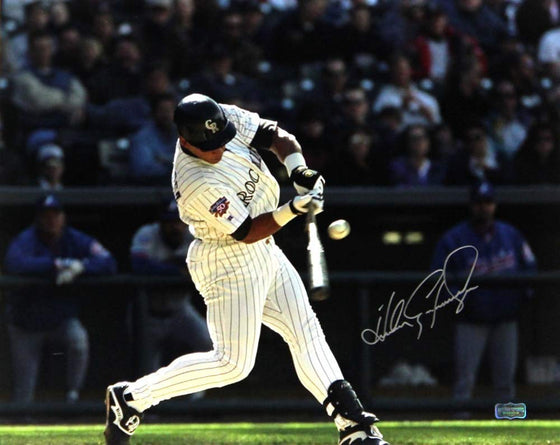 Andres Galarraga Autographed/Signed Colorado Rockies 8x10 Ball On Bat - 757 Sports Collectibles