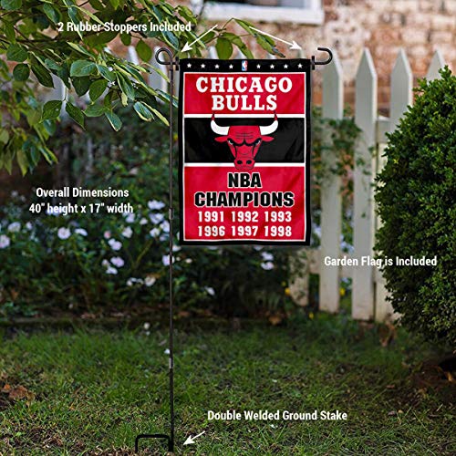 WinCraft Chicago Bulls 6 Time Champions Garden Flag and Pole Stand Holder - 757 Sports Collectibles