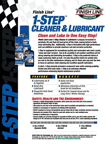 Finish Line 1-Step Bicycle Chain Cleaner & Lubricant 4oz Squeeze Bottle - 757 Sports Collectibles