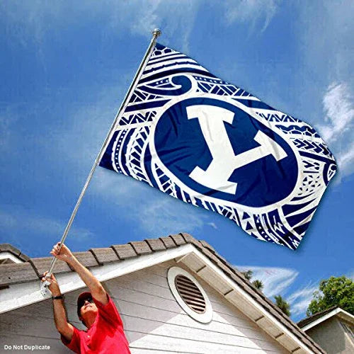 College Flags & Banners Co. Brigham Young Cougars Samoan Pattern Flag - 757 Sports Collectibles
