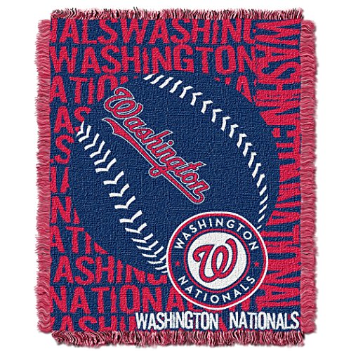 NORTHWEST MLB Washington Nationals Woven Jacquard Throw Blanket, 48" x 60", Double Play - 757 Sports Collectibles