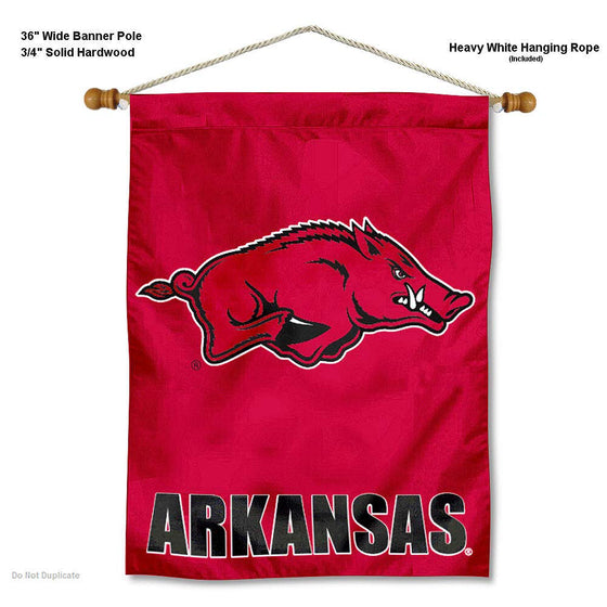 Arkansas Razorbacks Banner with Hanging Pole - 757 Sports Collectibles