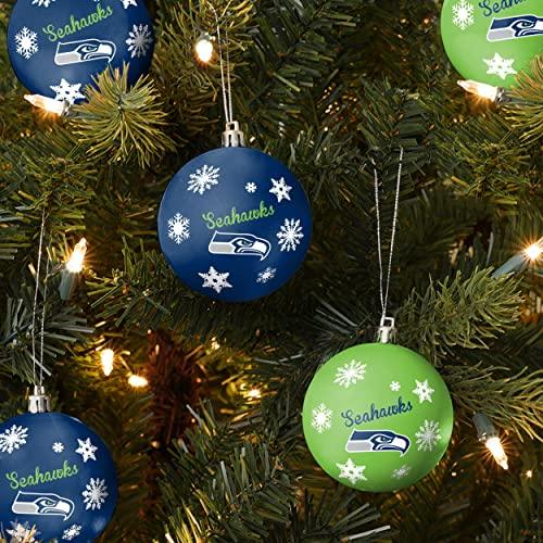 FOCO Seattle Seahawks NFL 5 Pack Shatterproof Ball Ornament Set - 757 Sports Collectibles