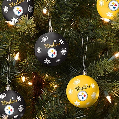 FOCO Pittsburgh Steelers NFL 5 Pack Shatterproof Ball Ornament Set - 757 Sports Collectibles
