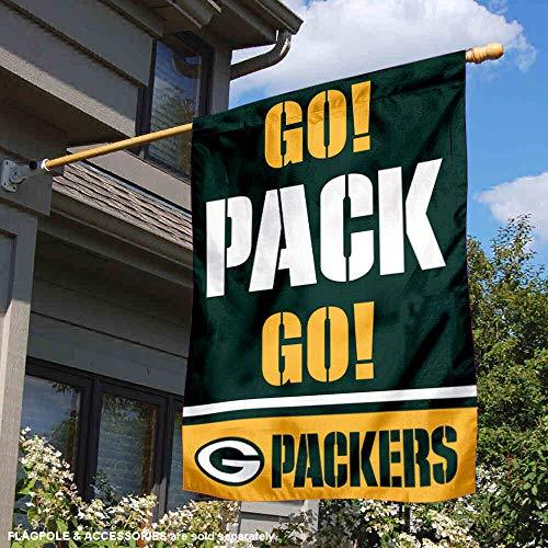 WinCraft Green Bay Packers Go Pack Go Double Sided House Banner Flag - 757 Sports Collectibles
