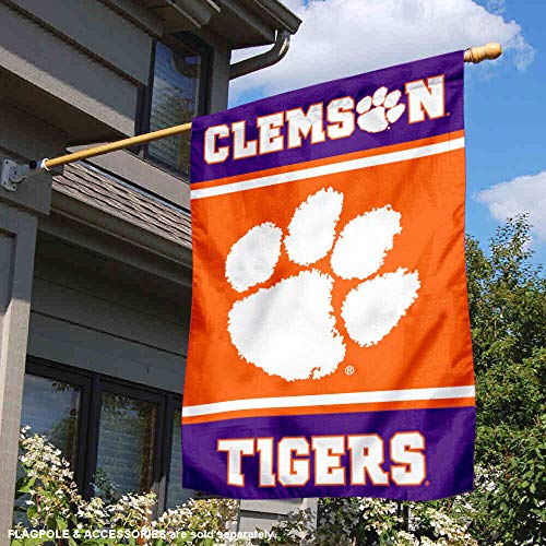 College Flags & Banners Co. Clemson Tigers Two Sided and Double Sided House Flag - 757 Sports Collectibles