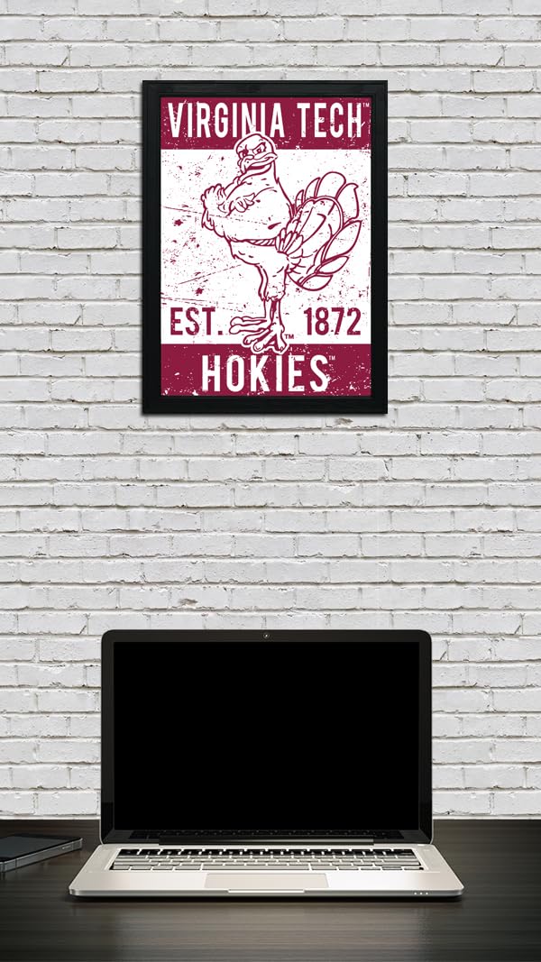 Limited Edition Virginia Tech Hokie Bird Vintage Poster Art Print 13x19" - Gifts for Virginia Tech Fan (Add Black Frame) - 757 Sports Collectibles