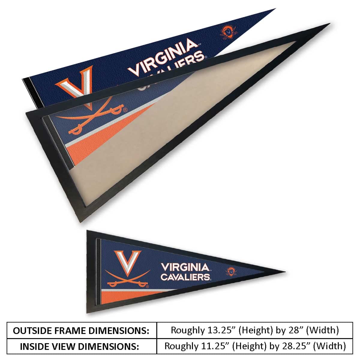 University of Virginia Wordmark Pennant and Wood Pennant Frame - 757 Sports Collectibles