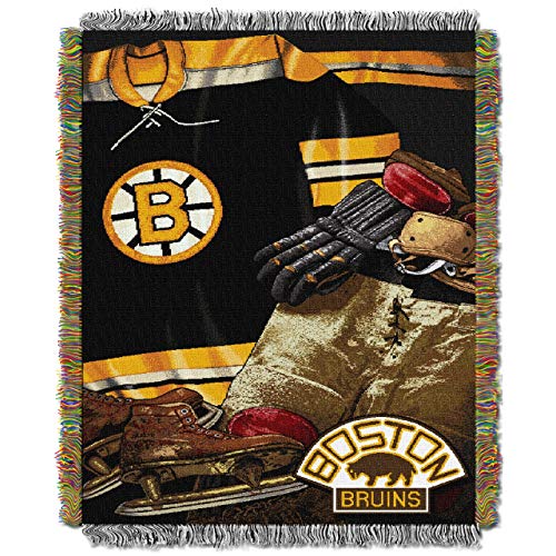 NORTHWEST NHL Boston Bruins Woven Tapestry Throw Blanket, 48" x 60", Vintage - 757 Sports Collectibles