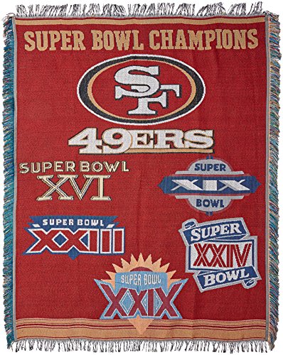 NORTHWEST NFL San Francisco 49ers Woven Tapestry Throw Blanket, 48" x 60", Commemorative - 757 Sports Collectibles