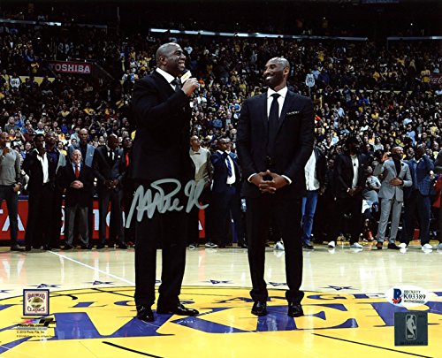 Lakers Magic Johnson Signed 8x10 Photo w/Kobe Number Retirement BAS Witness 10 - 757 Sports Collectibles