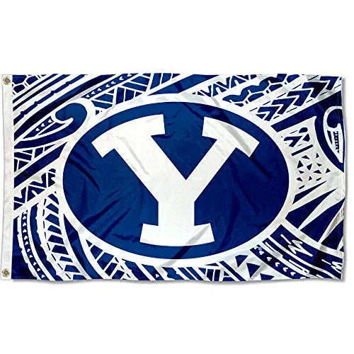 College Flags & Banners Co. Brigham Young Cougars Samoan Pattern Flag - 757 Sports Collectibles