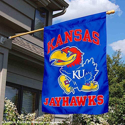 College Flags & Banners Co. Kansas KU Jayhawks Double Sided House Flag - 757 Sports Collectibles