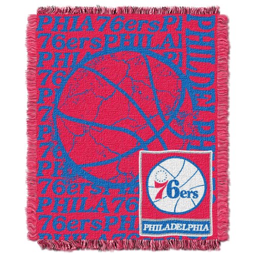 NORTHWEST NBA Philadelphia 76ers Woven Jacquard Throw Blanket, 48" x 60", Double Play - 757 Sports Collectibles